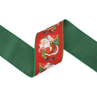 Vintage Santa Ribbon with Green Backing, 4"X 10Y
