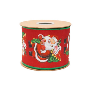 Vintage Santa Ribbon with Green Backing, 4"X 10Y