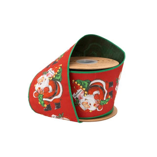 Vintage Santa Ribbon with Green Backing, 4"X 10Y