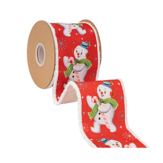 Vintage Snowman Ribbon with Pom Pom Edge, 4"X 10Y