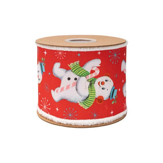Vintage Snowman Ribbon with Pom Pom Edge, 4"X 10Y