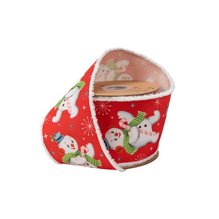 Vintage Snowman Ribbon with Pom Pom Edge, 4"X 10Y