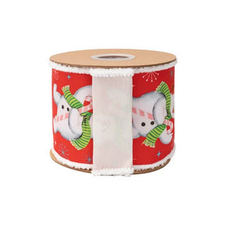 Vintage Snowman Ribbon with Pom Pom Edge, 4"X 10Y