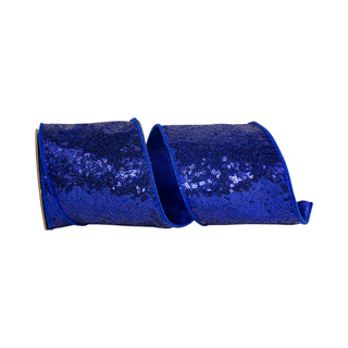 Royal Blue Metallic Sequin Ribbon, 4" X 5YD