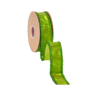Metallic Lime Green Ribbon with Tinsel Edge, 1.5"X 10Y