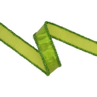 Metallic Lime Green Ribbon with Tinsel Edge, 1.5"X 10Y