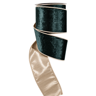 Dark Green Smooth Velvet Fused Ribbon, 4" X 10YD