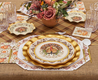 Turkey & Gourds by Rosanne Beck Wavy Dinner Plates