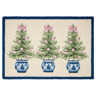 Holiday Trees in Chinoiserie Pot Hook Rug