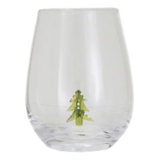 Stemless Holiday Wine Glass
