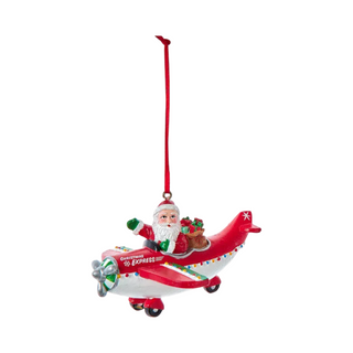 Santa In Airplane Ornament