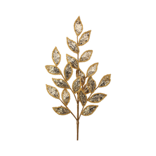 Metallic Glitter Laurel Leaf Spray