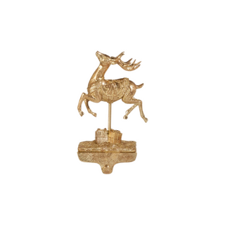 Golden Santa Reindeer Stocking Holder