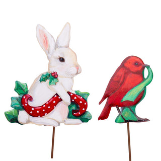 Elegant Bunny & Red Bird with Ribbon