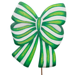 Green and White Striped Bow