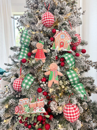 Snow Gingerbread Train Ornament