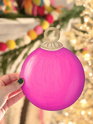 Round Tree Ornament Magnet, Hot Pink