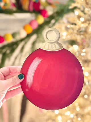 Round Tree Ornament Magnet, Red