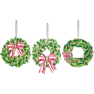 Beck’s Traditional Tidings PVC Wreath Ornaments, S/3