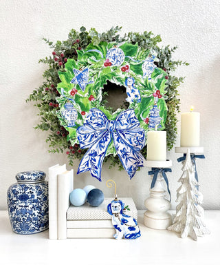 Beck’s Chinoiserie Bow Wreath PVC Door Hanger