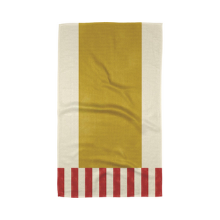 Striped Heart Yellow Tea Towel