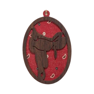 Wooden Red Cowboy Gear Ornaments
