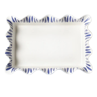 Iris Blue Drop Ruffle Casserole Dish