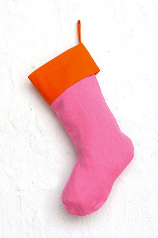 Festive Color Block Stocking, Light Pink