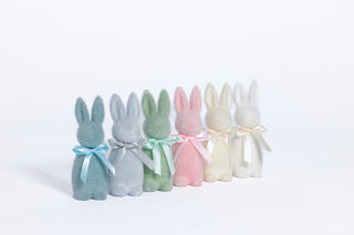 Pastel Flocked Button Nose Bunny, Small