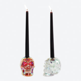 Iridescent Skull Crystal Taper Holder