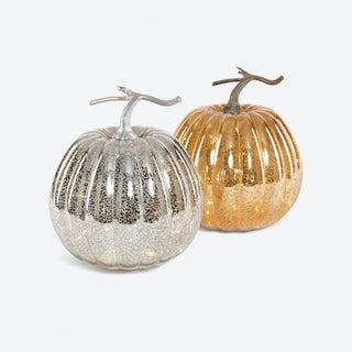 Lit Glass Pumpkin with Stem