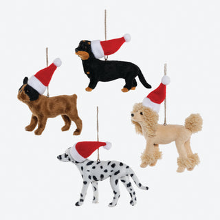 Dog with Santa Hat Ornaments