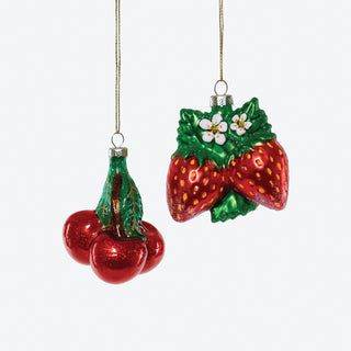 Cherry and Strawberry Glass Ornament