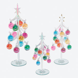Glass Tree With Ornament Set of 3