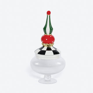 Finial Ceramic Candy Jar with Glass Bowl