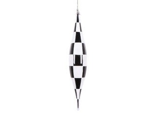 Black and White Checker Finial Drop Ornament