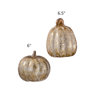 Aged Gold Pumpkin Decor, 6", 6.5"