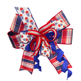 Patriotic Carnation & Plaid Designer Bow