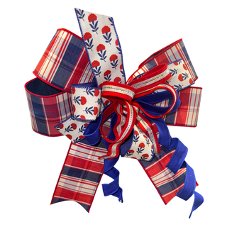 Patriotic Carnation & Plaid Designer Bow