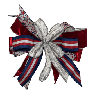 Silver Sparkle Patriotic Designer Bow