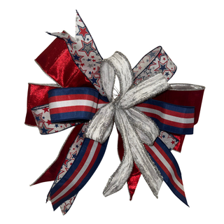 Silver Sparkle Patriotic Designer Bow