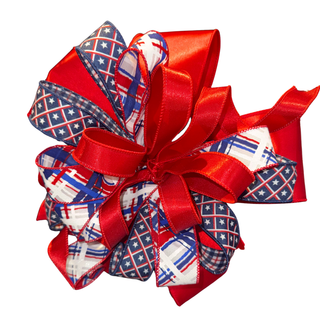 Patriotic Plaid & Stars Designer Bow