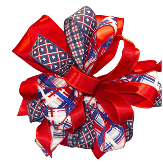 Patriotic Plaid & Stars Designer Bow