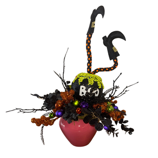 Witch's Cauldron Halloween Arrangement