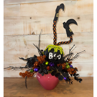 Witch's Cauldron Halloween Arrangement