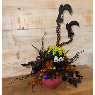 Witch's Cauldron Halloween Arrangement