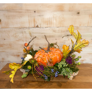 Autumn Woodland Pumpkin Centerpiece