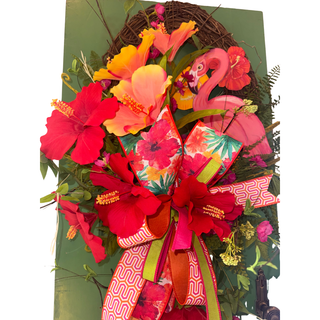 Tropical Flamingo Grapevine Wreath