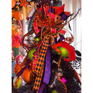 Harlequin Halloween Tree Bow