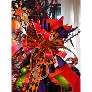 Harlequin Halloween Tree Bow